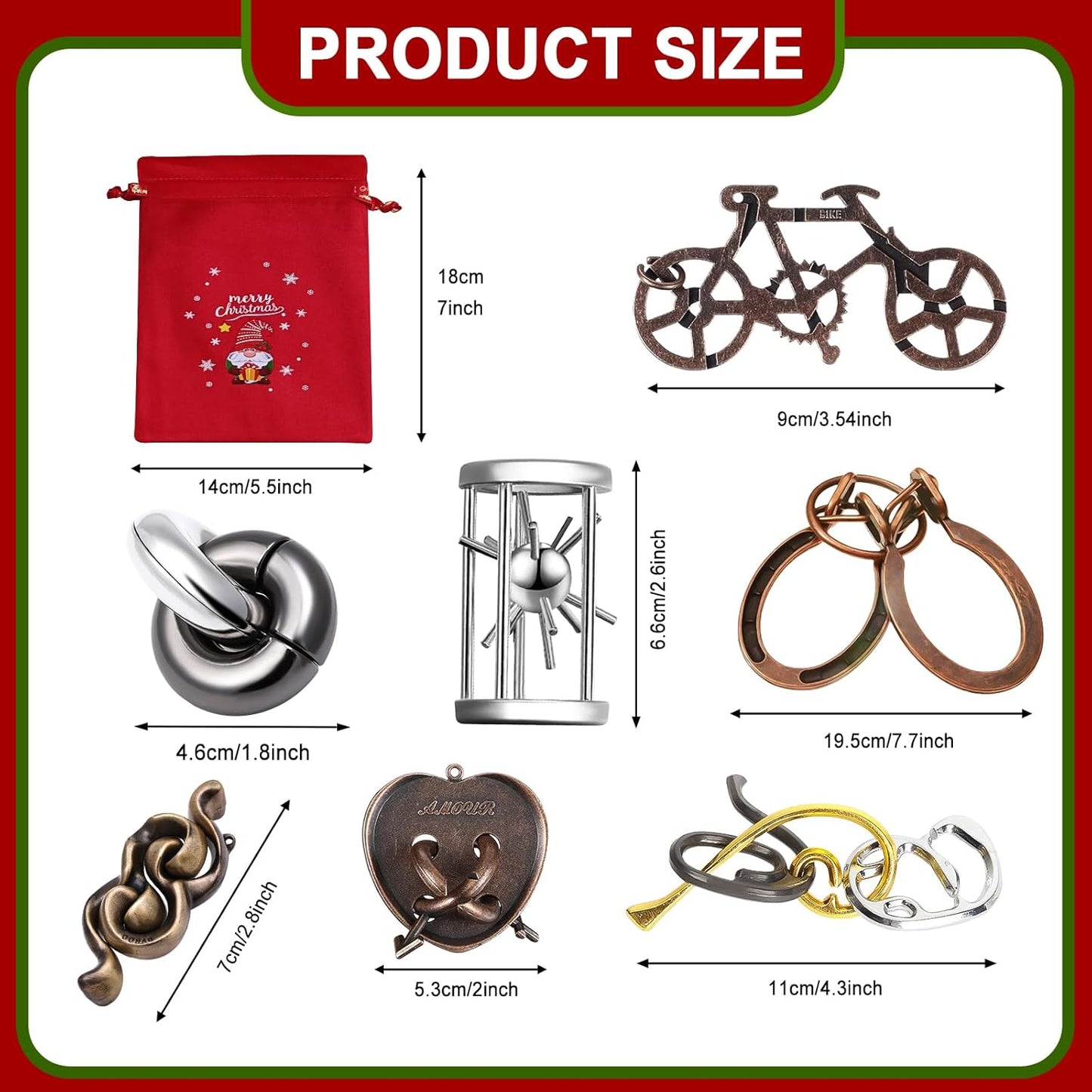 9 PCS Metal Brain Teaser Puzzles Logic Metal Puzzle for Adult Toy Lock Puzzles Gift for AdultsTeenagers (9 PCS Edition X)