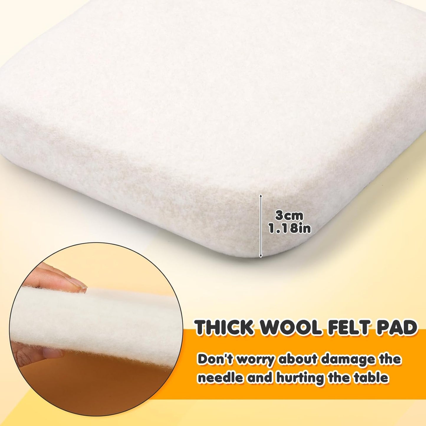 OEHPICC Needle Felting Pad, 6x6 Inch Natural Wool Felting Mat for Wool Craft Project, Needle Felting Supplies