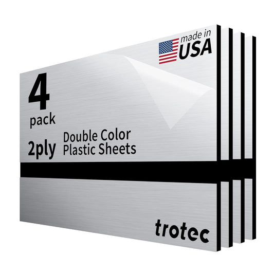 Trotec | Metallic Looking Acrylic Sheet | 12"x20"x1/8", 4 Pcs | Brushed Aluminum/Black | Metallic Finish - Scratch Resistant for Laser Engraving & Cutting,Printing,Glowforge,Name Plate | USA Made