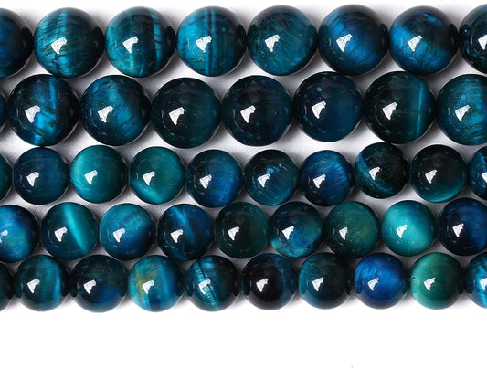 120PCS 6mm Blue Tiger Eye Gemstone Loose Beads Natural Round Loose Stone Beads for Jewelry Making DIY Bracelet Necklace Earrings 2 Strand 32"