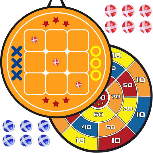 3-in-1 Dart Board for Kids and Adults,Sticky Tic Tac Toe Dart Game for Indoor Wall,Outdoor Games for Adults and Family,Kids Games Boys Toys Birthday Gifts for 4 5 6 7 8 9 10 11 12 Year Old Boys Girls