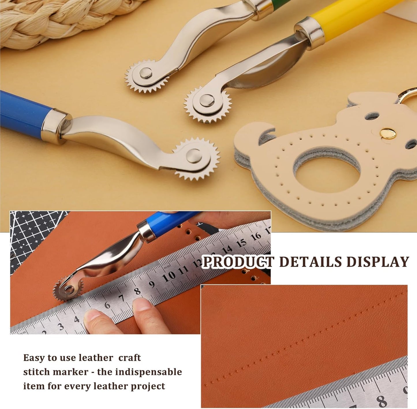 Nitlak 4 PCS Tracing Wheel,Tracing Wheel Sewing Tool, Plastic Handle Stainless Steel Pounce Wheel,Tracing Wheel for Sewing Patterns, Leathercraft, Professional Marking Spacer