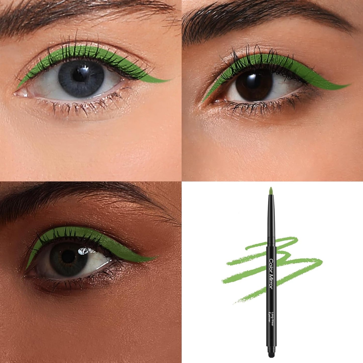 Smudge Proof Eyeliner, Waterproof Retractable Eye liner with Brush, Matte and Shimmer Eyeliner Pencil, Creamy Texture, Long lasting & Smooth(15 Wheatgrass Matte)