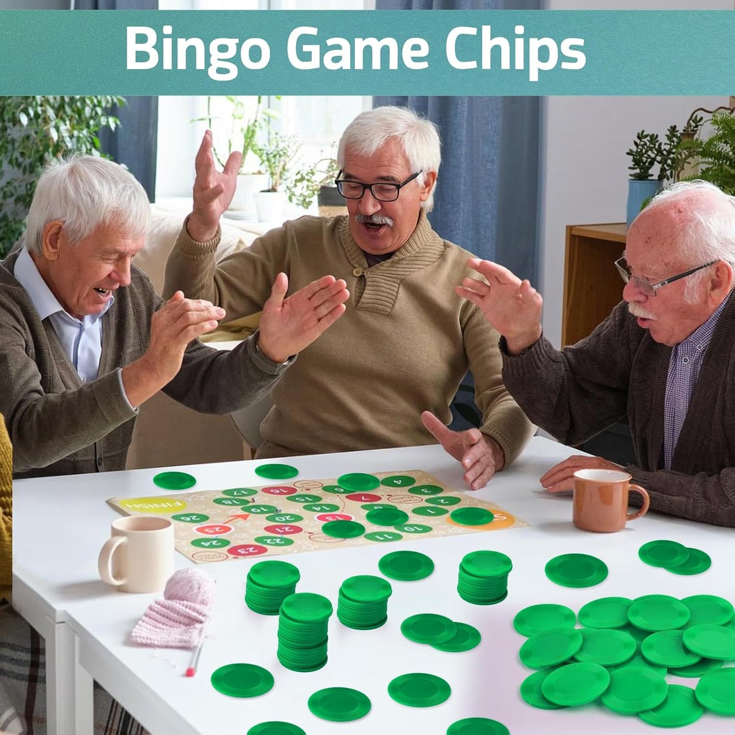 Coopay 500 Pieces Plastic Poker Chips, 1 Inch Bingo Chips Bulk Learning Counters Disks Poker Card Game, Counting Markers for Math Practice, Game Tokens and Teaching Rewards, 25 mm (Green)