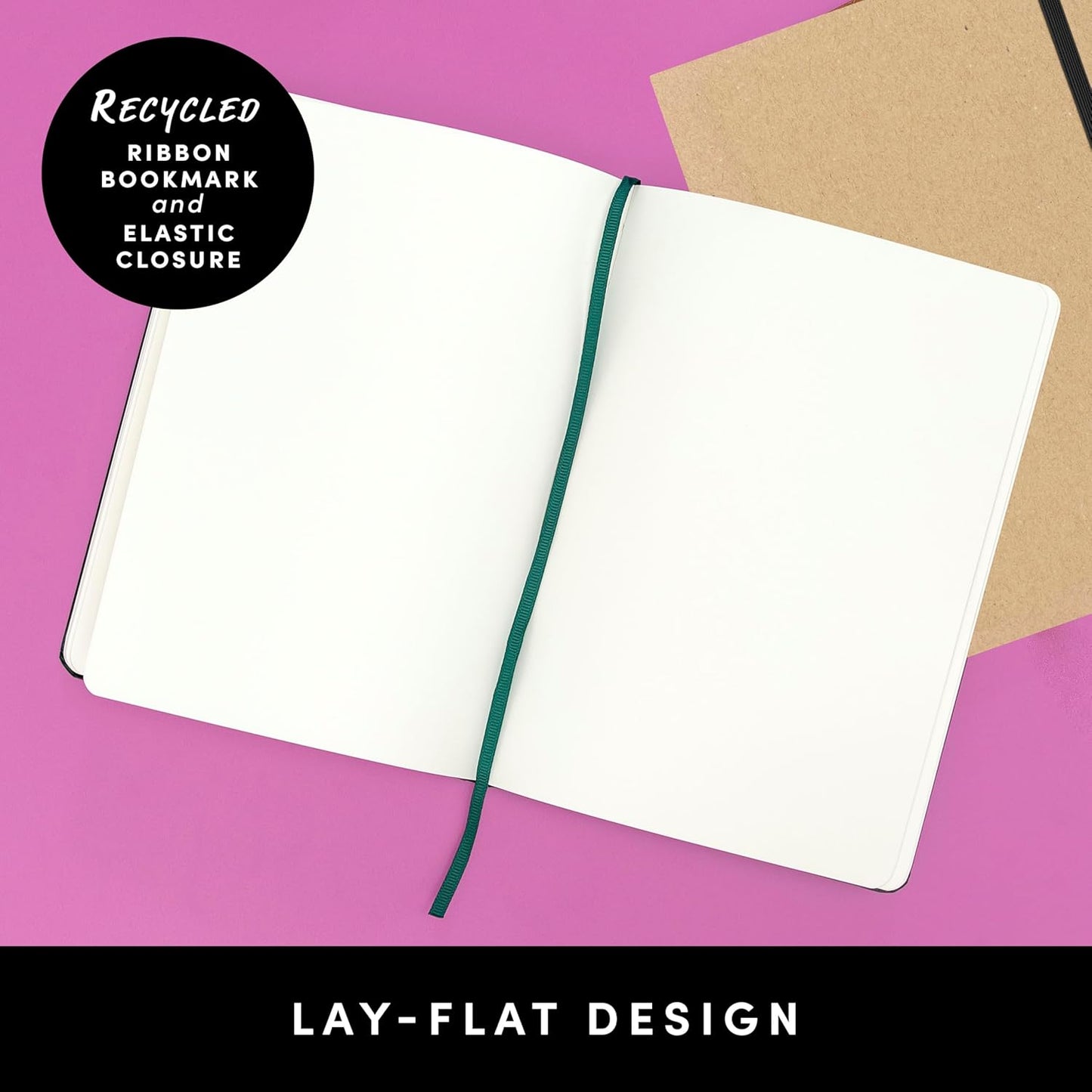 PAPERAGE Recycled Blank Journal Notebook, (Dark Blue), 160 Pages, Medium 5.6 in x 8 in - 100 GSM Thick Paper – Hardcover Journaling Notebook for Work, School, Note Taking or Sketching