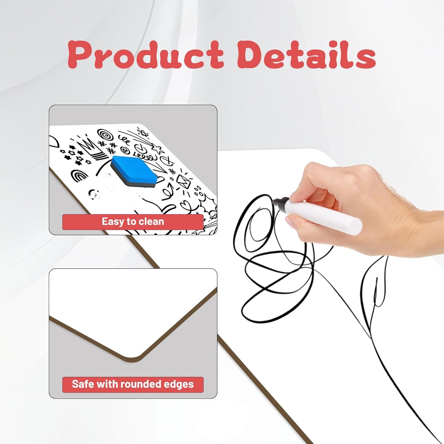 White Board Dry Erase Boards Classroom Pack Mini White Boards 9" x12” Double Sided Personal Whiteboards for Students Teachers School Supplies Lapboards (Set of 6 Boards & Erasers & Pens)