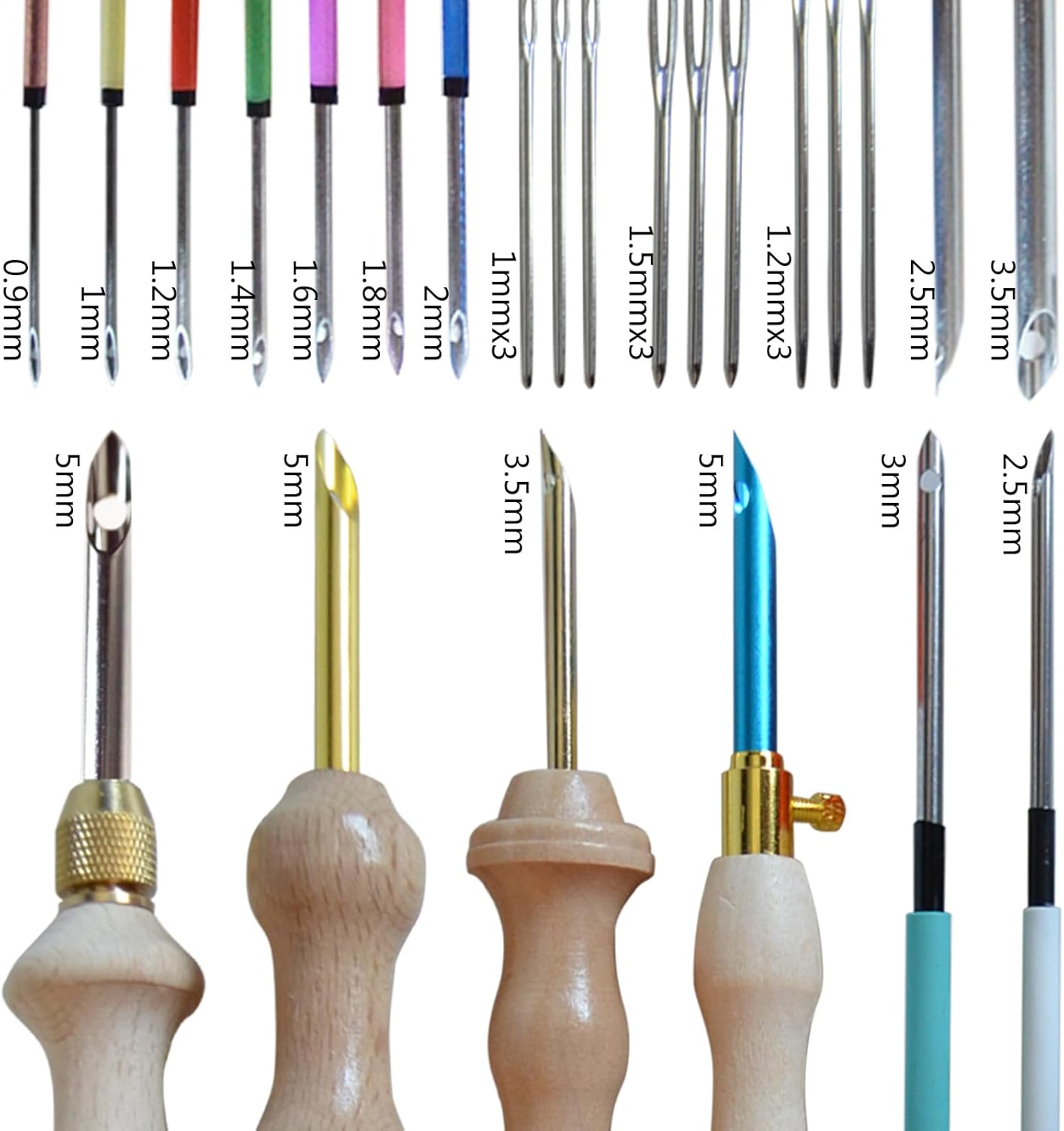 DiaWiew Adjustable Punch Needle Kit - Punch Needle Tool Include Wooden Handle Embroidery Pen Kits - Punch Needle Set for DIY Craft Decoration and Gifts - Perfect for Adults Beginners