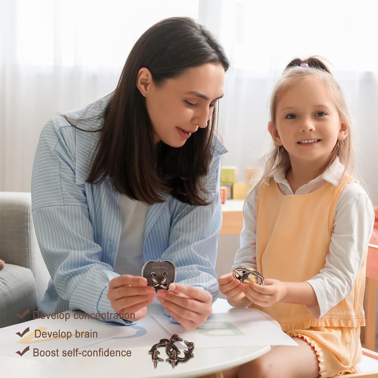 9 PCS Metal Puzzle for Adult Disentanglement Puzzles Lock Puzzle Games Set Gift for Adults Teenagers Kids