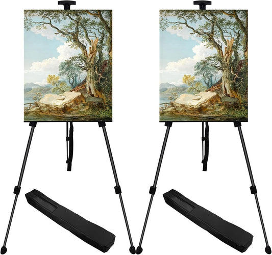 Art Easel Stand for Displaying - 66 Inch Height Adjustable Aluminum Metal Easels for Wedding Sign Display and Drawing & Outdoor and Portable for Adults - Sturdy and Painting,2-Pack.