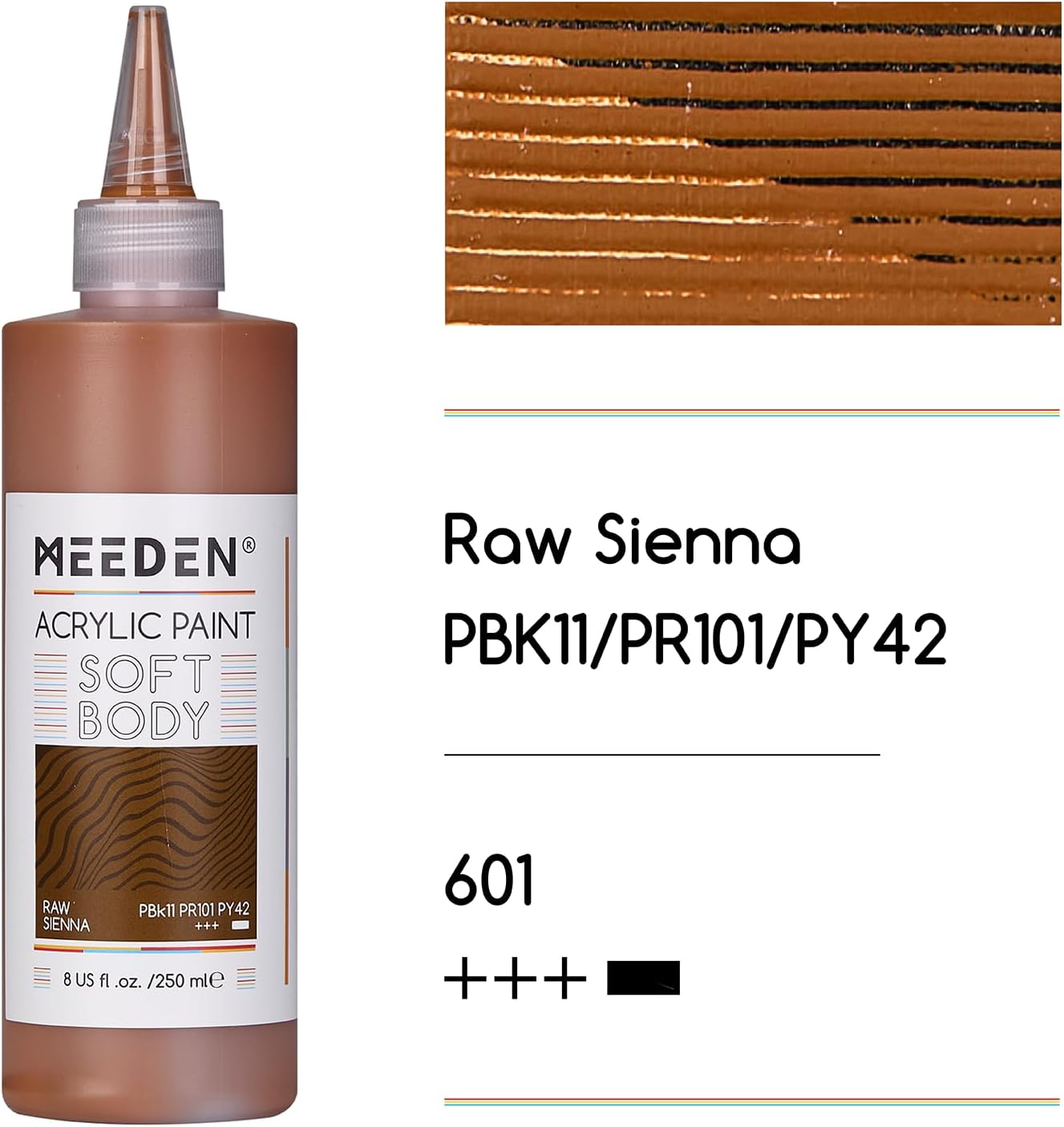 MEEDEN Raw Sienna Acrylic Paint: Matte Finish 250ml/8.45oz Soft Body Bulk Acrylic Colors in Ergonomic Bottle - Fluid Flow Art Paints for Artists Canvas Painting