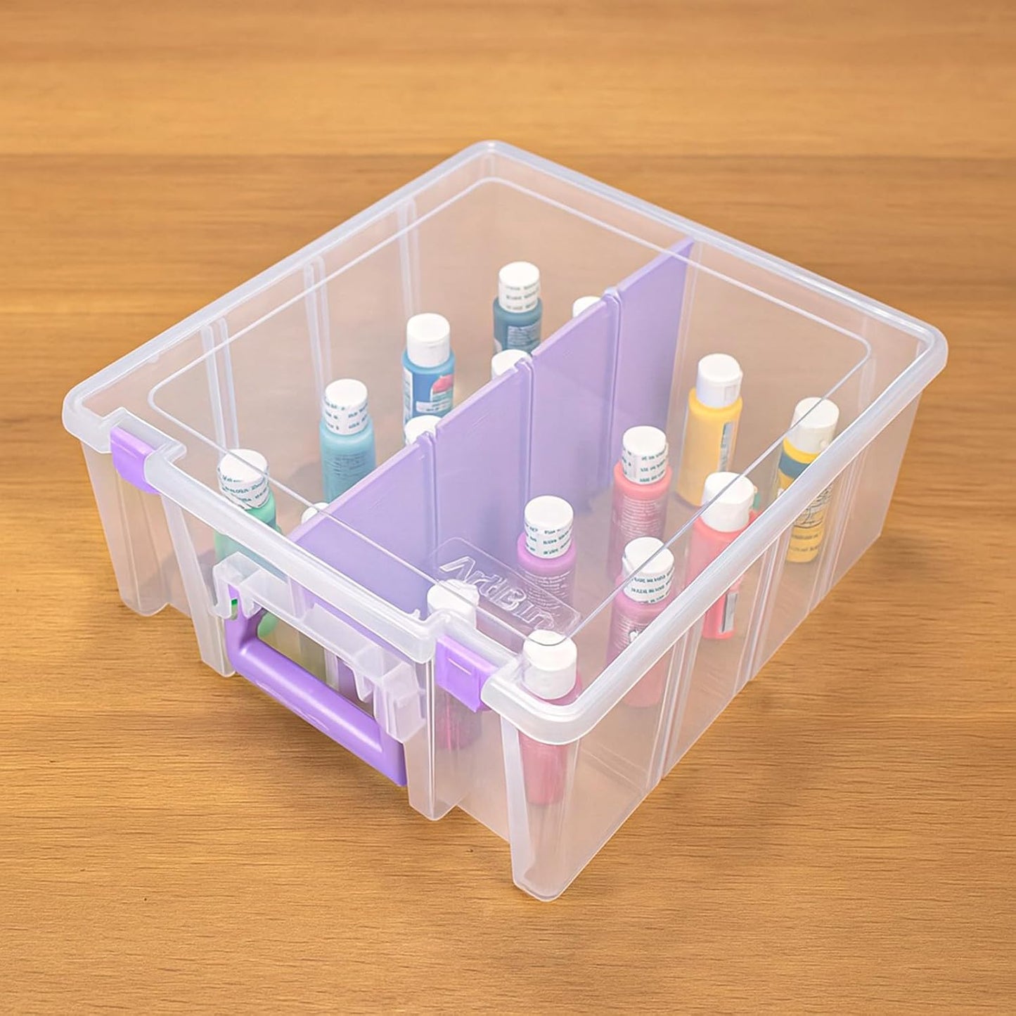 ArtBin 6990JZ Super Satchel Double Deep Compartment Box - Art Storage with 8 Removable Compartments, Smart Closure for Craft Supplies (Purple- Pack of 1)