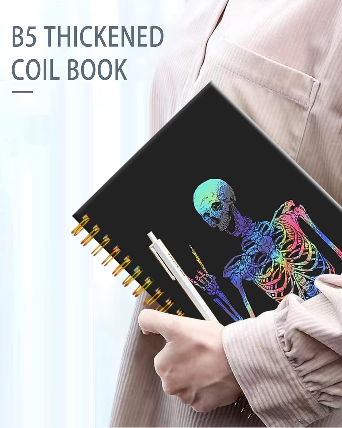 iampanda Spiral Journal Notebook,Funny Cool Strong TwinWire Binding with Premium Paper for Girl Women,60 Sheets A5 College Ruled NotebookJournal,Perfect for School Office Home Gifts,Colorful Skull