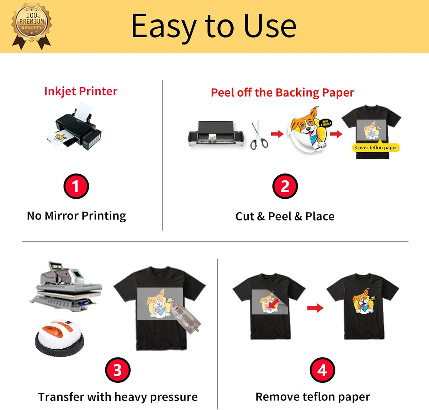 TransOurDream Printable Heat Transfer Paper for Dark and Light T Shirts (10+10 Sheets, 8.5x11", Mix Pack) Iron on HTV Vinyl Transfers Paper for Inkjet Printers (D1L2)