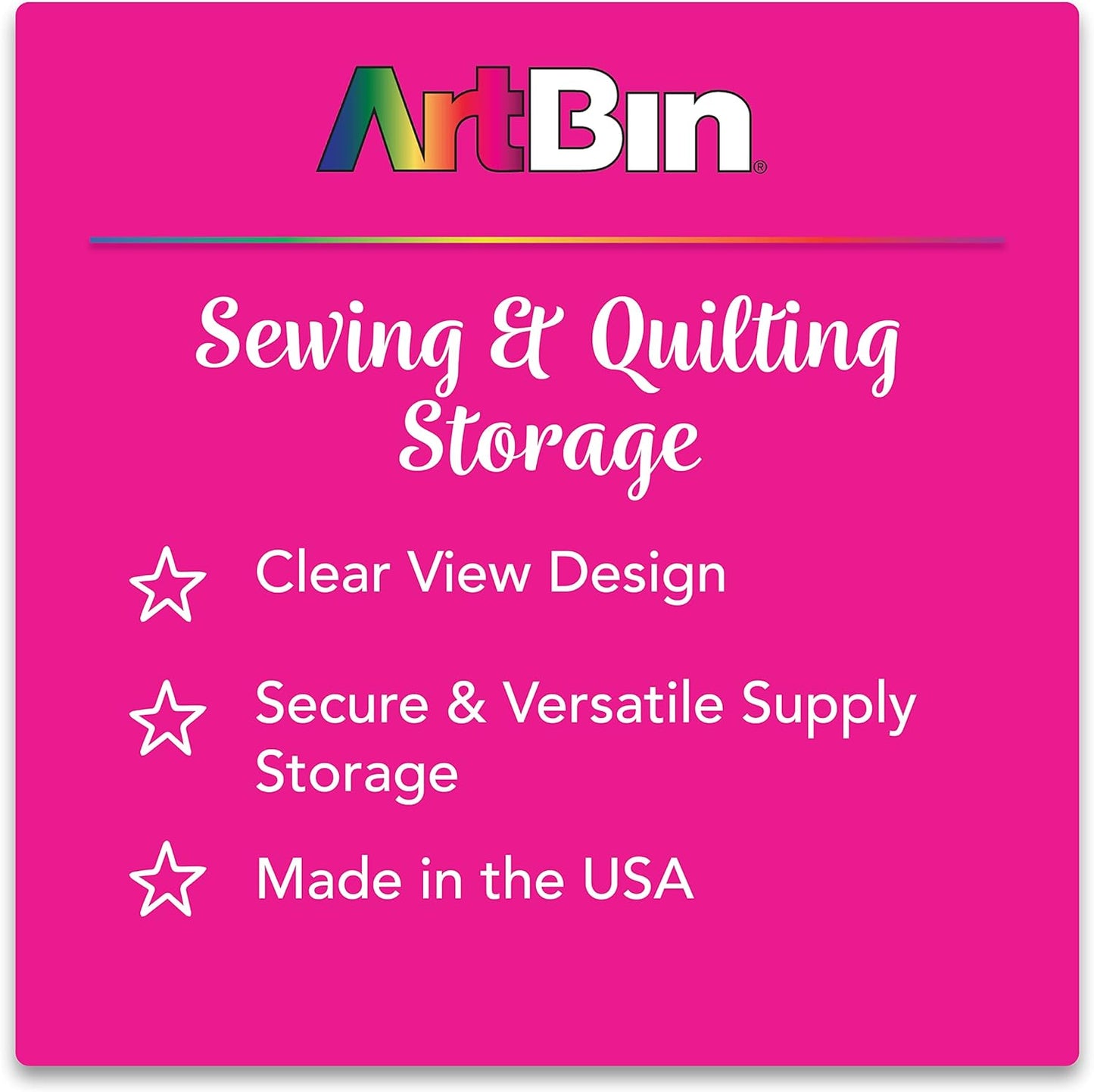 ArtBin 6905AB Sew-Lutions Slim Line Magnetic Box, [1] Small Art & Craft Organizer, Polypropylene Plastic with Magnetic Bottom, Translucent Raspberry