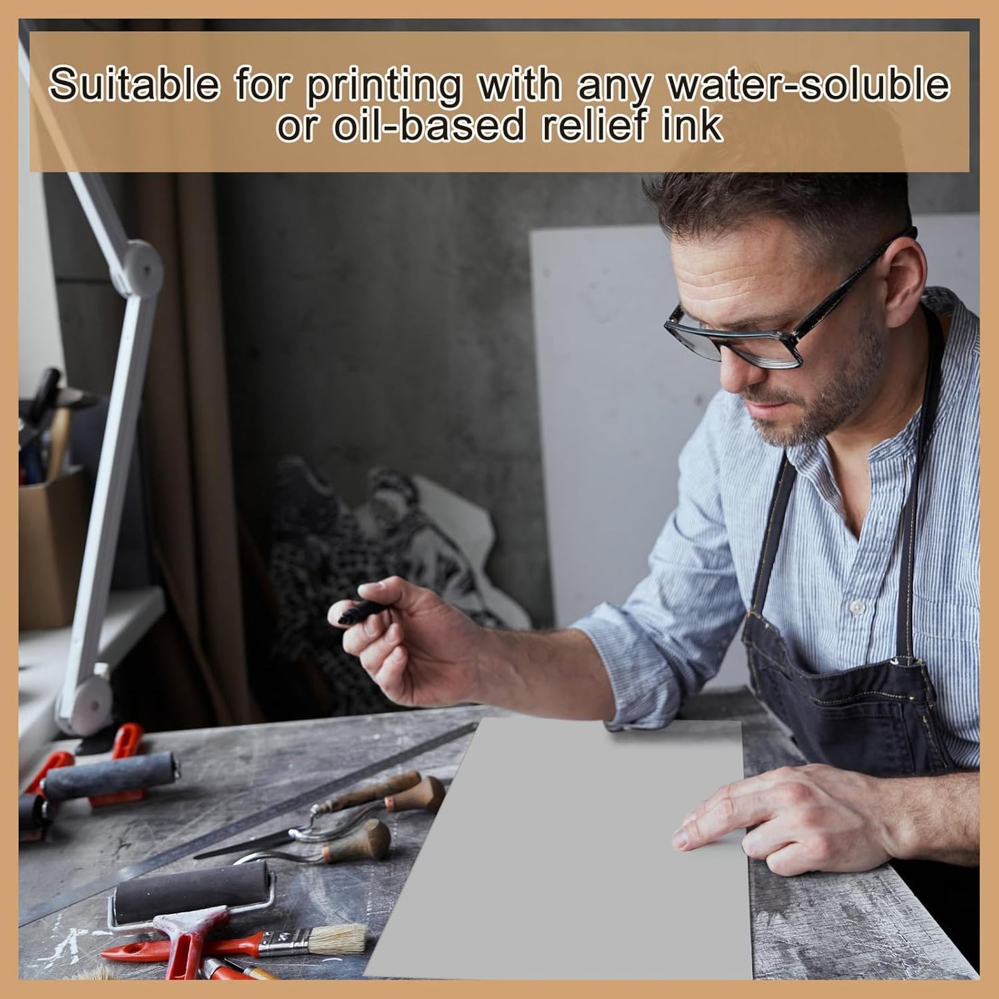 Yeaqee 8 Pcs 8 x 10 Inch Linoleum Block Rubber Carving Block Soft Linocut Blocks Large Linoleum Sheet Unmounted Lino Plates for Engraving Art Project Printmaking Artist Studio Supplies, Gray