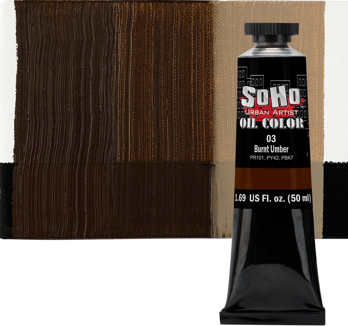 Soho Urban Artist Oil Paint - Burnt Umber, 50 ml Tube - Best Valued Oil Colors for Painting, Excellent Pigment Load