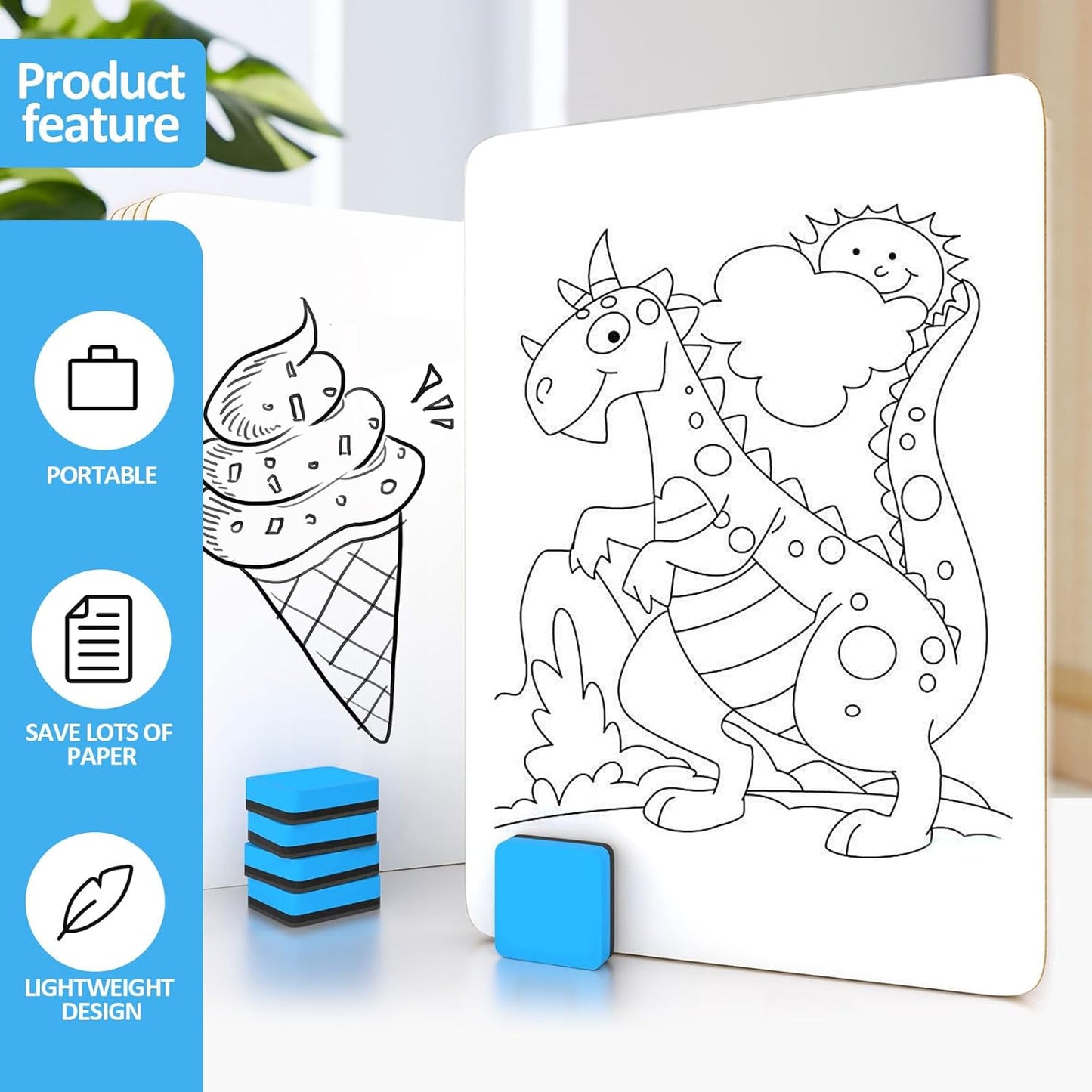 Dry Erase LapBoards, PANDRI 16 Pack Double Sided 12.5 x 9 Inch Whiteboards with 16 Erasers, Dry Erase Boards for Office Students Classroom Teacher Supplies