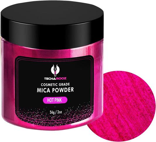 Hot Pink Mica Powder for Epoxy Resin 56g / 2oz. Jar - Techarooz 2 Tone Resin Dye Color Pigment Powder for Lip Gloss, Nails, Colorant for Slime Bath Bombs Soap Making & Polymer Clay