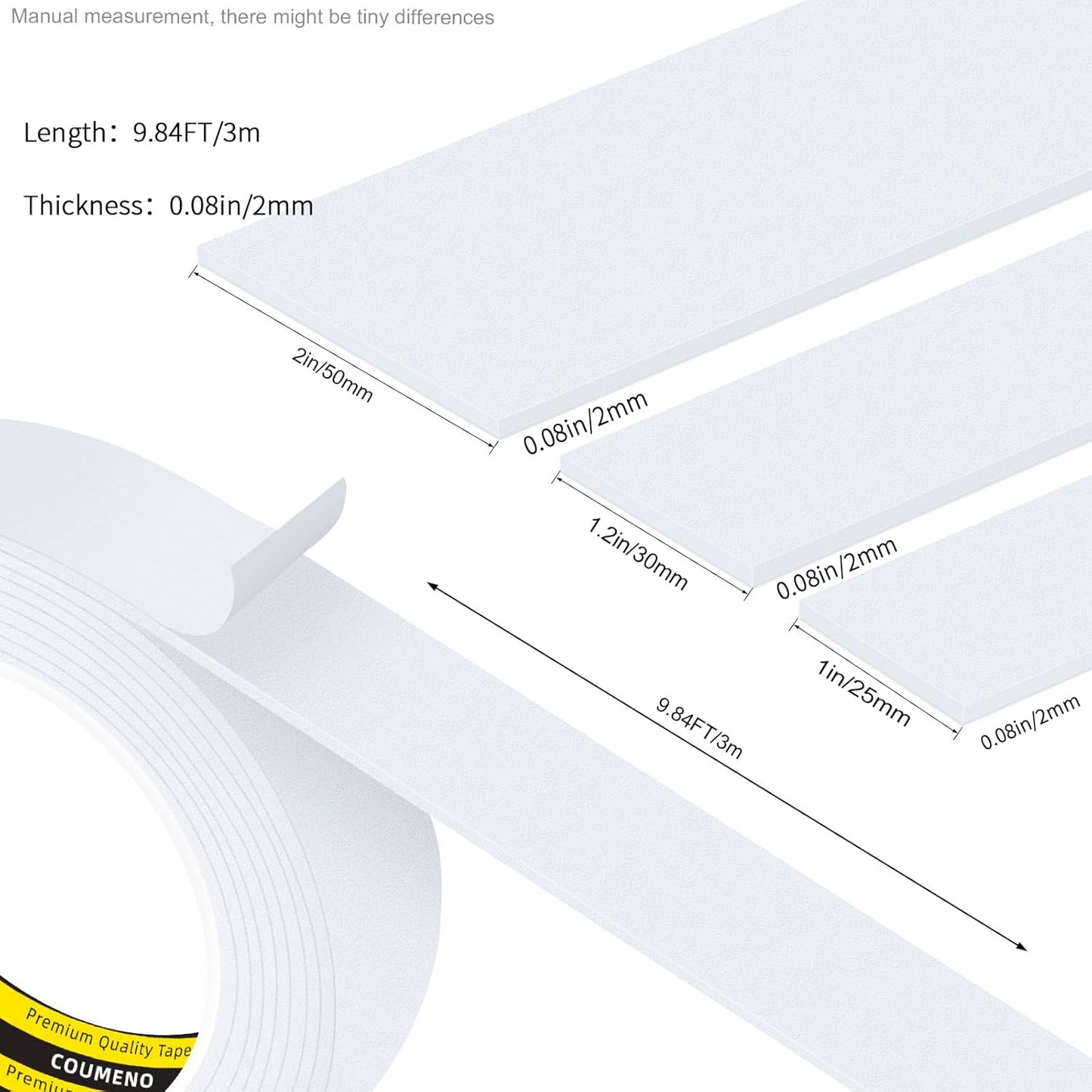 Single-Sided Adhesive Foam Tape 2inX9.84FT Single-Sided Sealing Strip Foam Pad Sponge Tape Window Weatherproof, Self-Adhesive Insulation Sealing Tape (White)