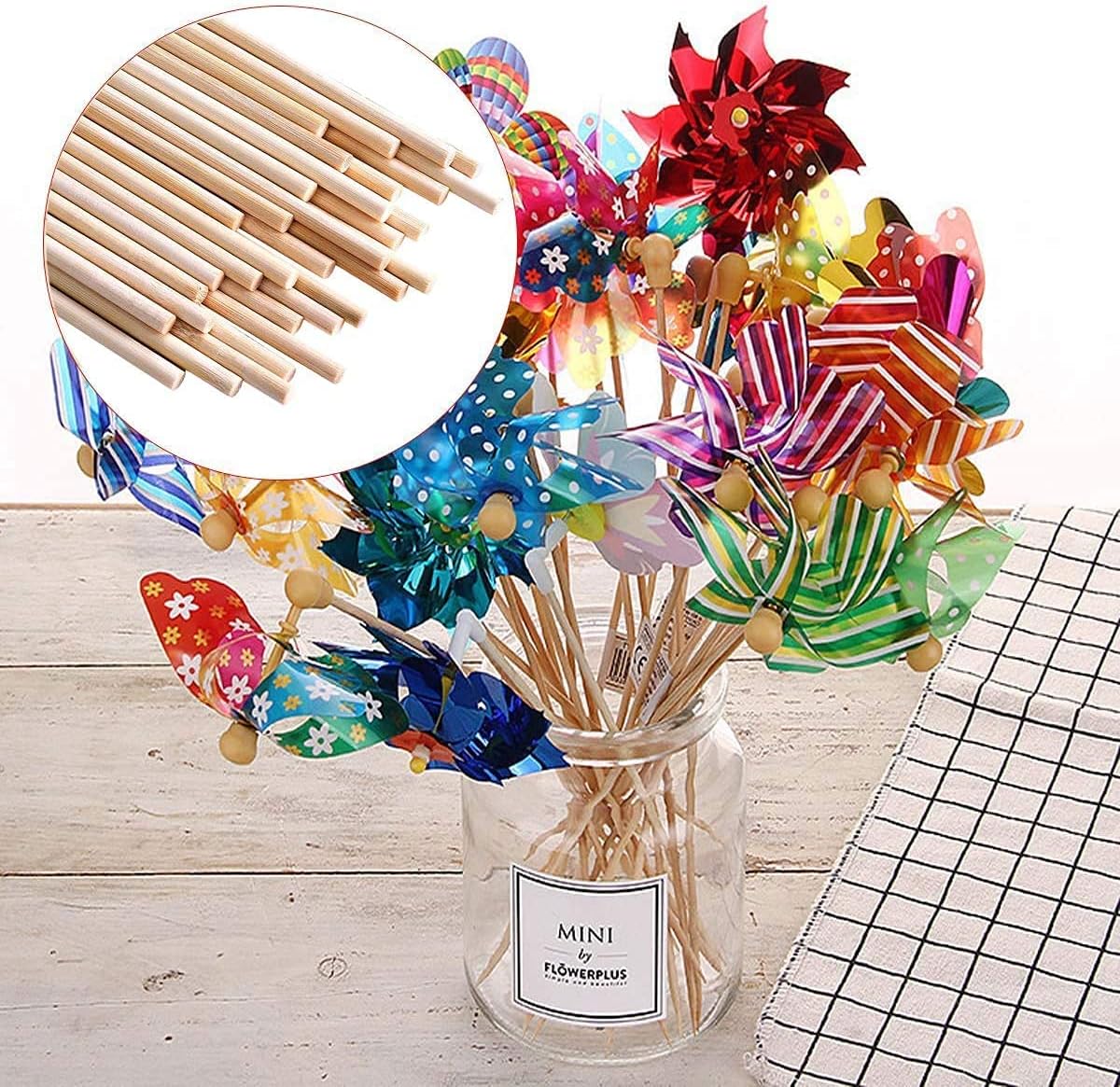 HOPELF 25PCS Wooden Dowel Rods - 1/4 x 12 Inch Bamboo Sticks - for Crafts, Cake Dowels and DIY Projects