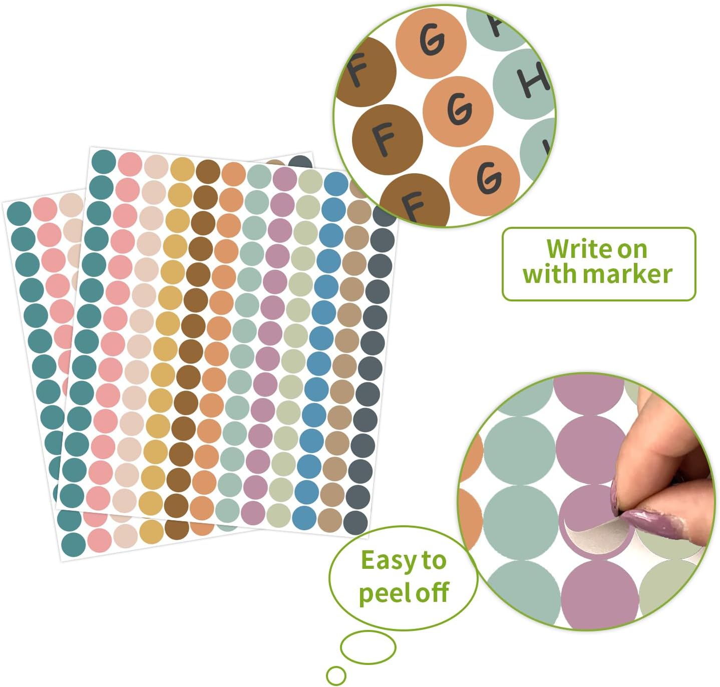 REGELETO Boho 4200 PCS 0.75 Inch 12 Colors Round Colored Dot Stickers for Toddlers Teaching Papers, Color Coding Labels, Circle Dots Stickers for Office and Student Classroom (25 Sheets)