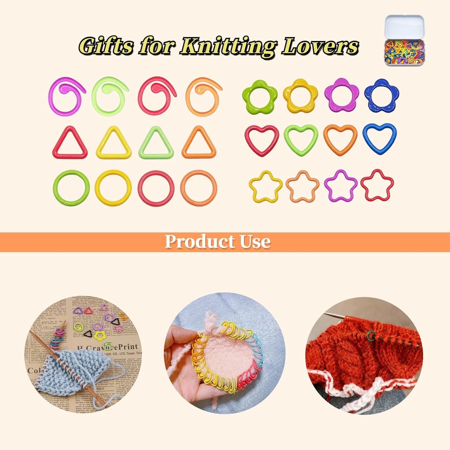 Metal Round Stitch Markers,Colorful Crochet Stitch Markers,Knitting Stitch Markers with Storage Case,Crochet Gift for Knitting Weaving Lovers (Round)