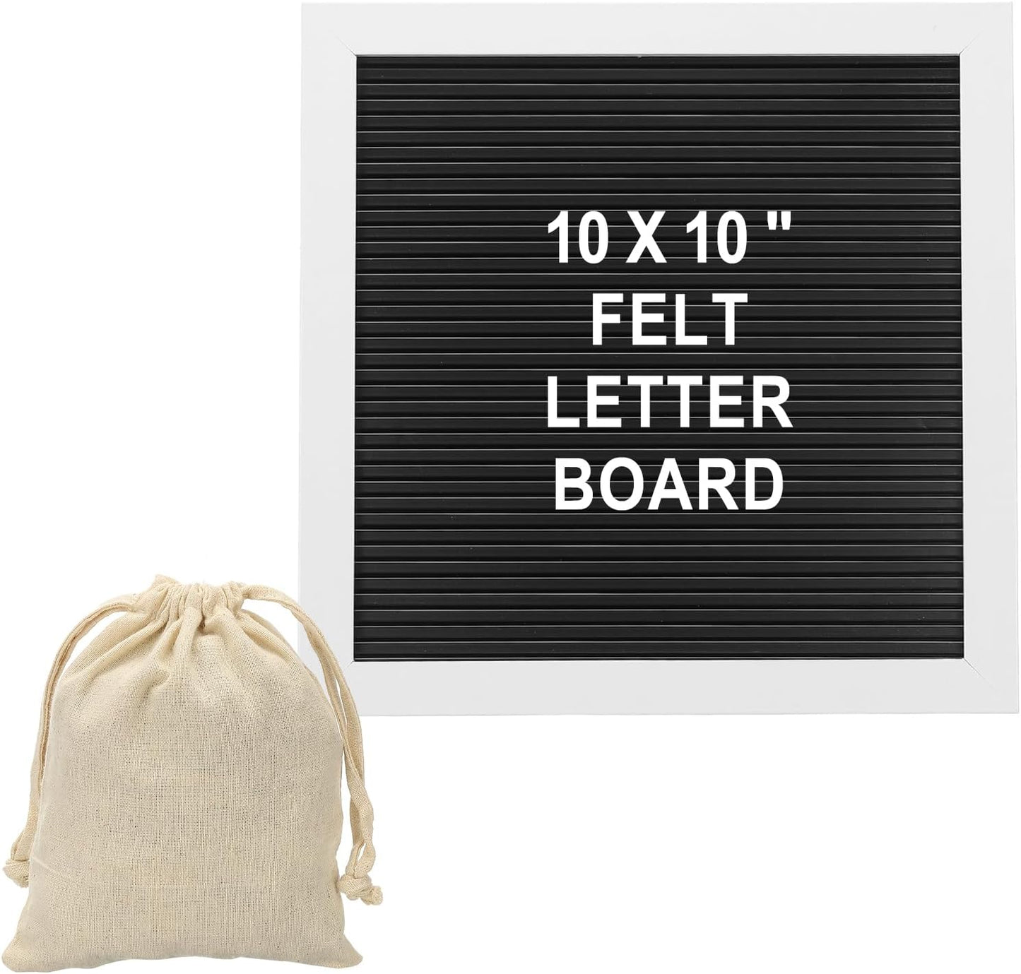 PATIKIL Felt Letter Board, 10x10Inches Black White Wooden Changeable Message Board with Storage Bag Stand for Kitchen Menu Classroom Farmhouse Decor Notes, White Bronze Letter