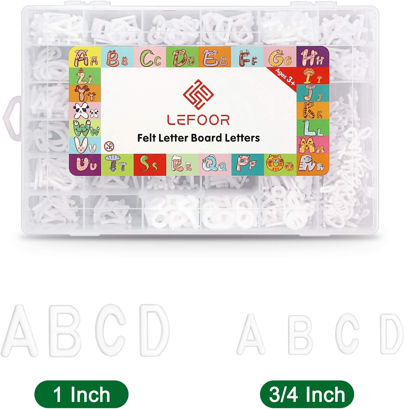 Letter Board Letters Only,646 PRE-Cut Characters (3/4 and 1 Inch,White) with Sorting Tray,Felt Letter Board Letters (Choice B)