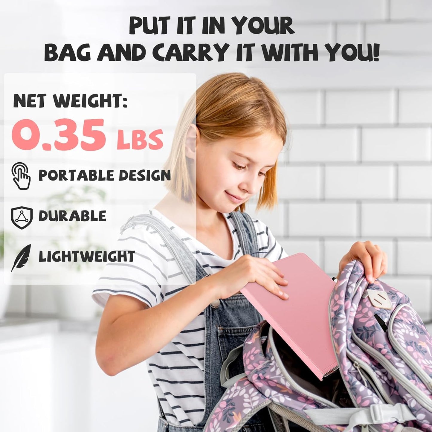 AGM Portable White Board Dry Erase, Double Sided Folding Whiteboards with Pen, Small Dry Erase Board for Study, Meeting, Doodling, Planning, Pink