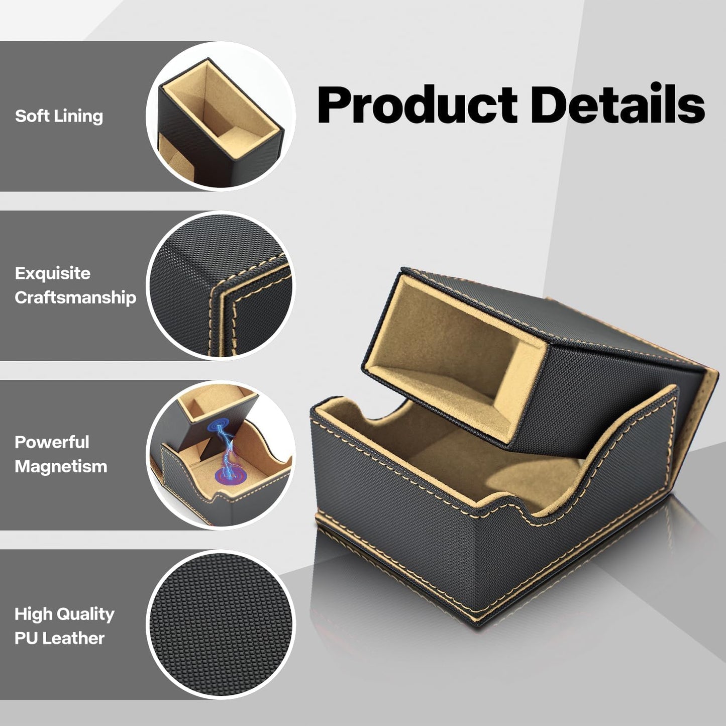 Dice Roller Tower, Premium DND Magnetic Dice Tray, Foldable PU Leather Dice Tower RPG Gifts for Dungeons and Dragons MTG Dm & Player Black/Brown