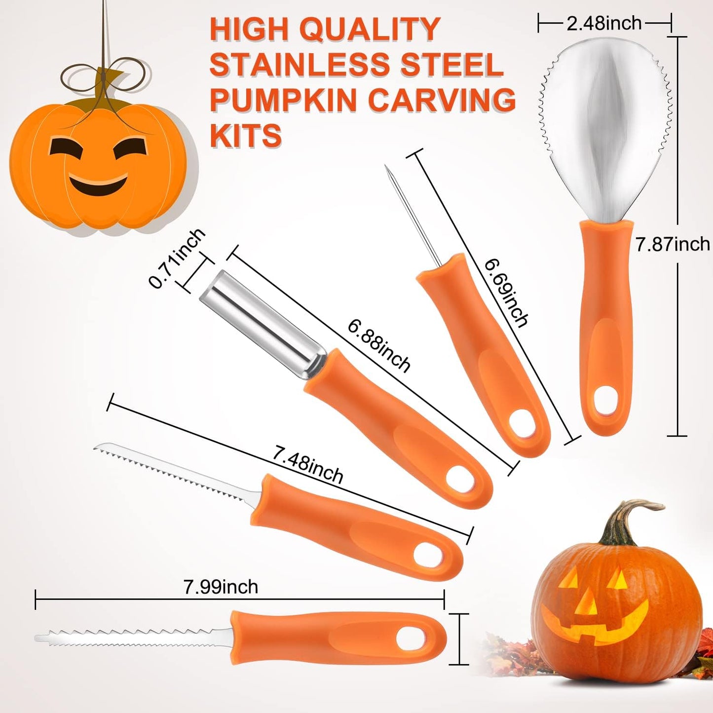 Pumpkin Carving Kit Tools Halloween, 13PCS Professional Heavy Duty Carving Set, Stainless Steel Double-side Sculpting Tool Carving Kit for Halloween Decoration Jack-O-Lanterns