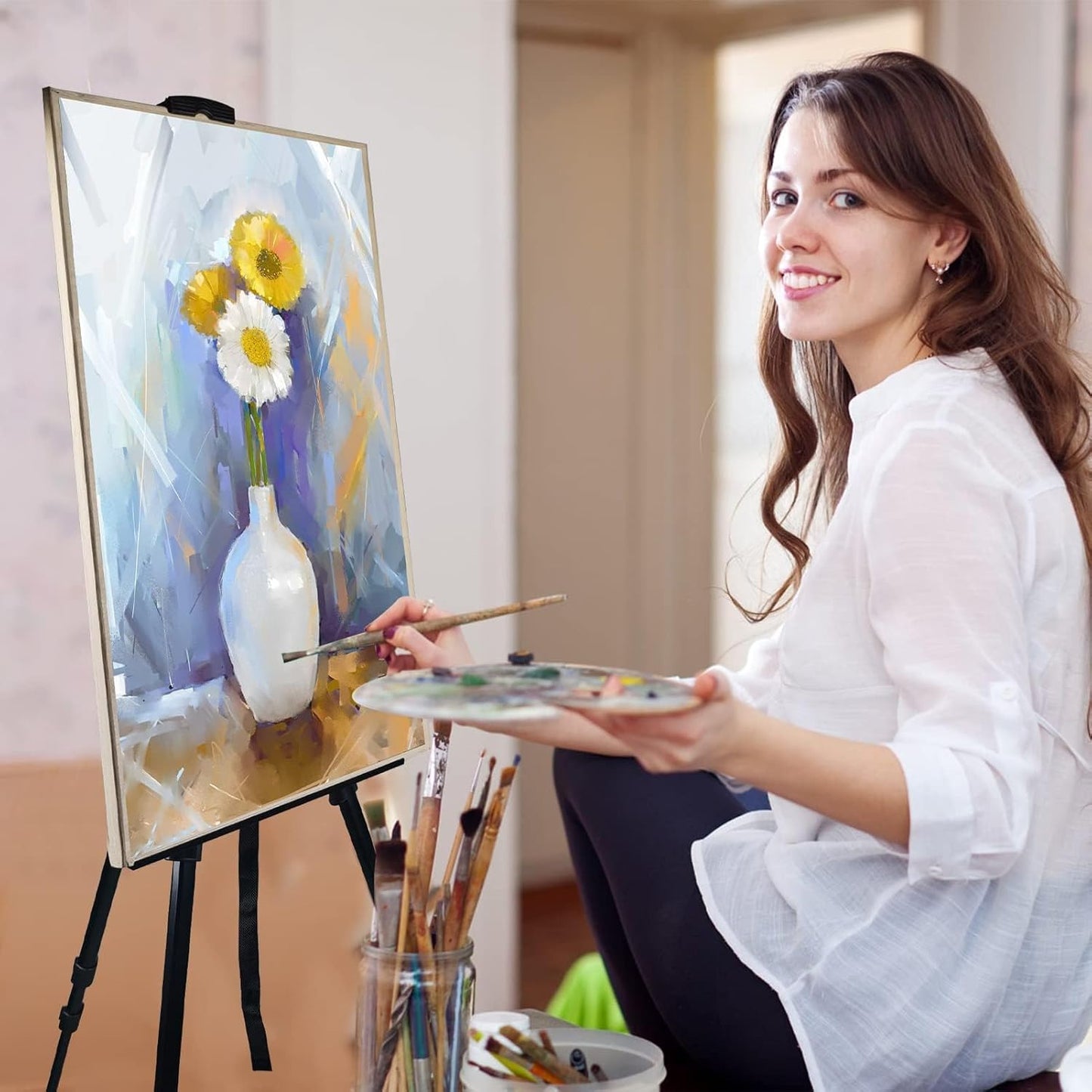 Art Easel Stand for Displaying - 66 Inch Height Adjustable Aluminum Metal Easels for Wedding Sign Display and Drawing & Outdoor and Portable for Adults - Sturdy and Painting,2-Pack.