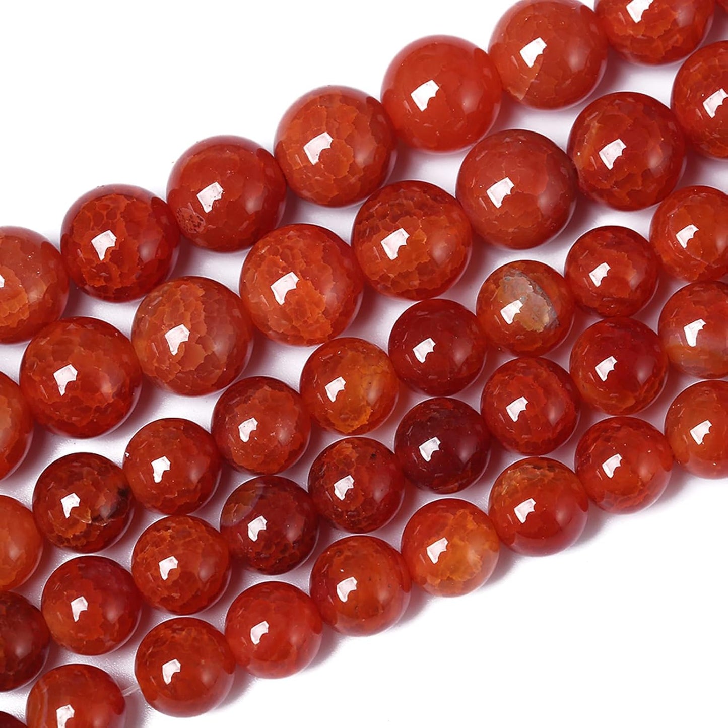 10mm 36pcs Natural Red Dragon Vein Agate Stone Beads for Jewelry Making Energy Healing Round Beads DIY Bracelet Necklace Accessories 15" (10mm, Red Dragon Vein Agate)