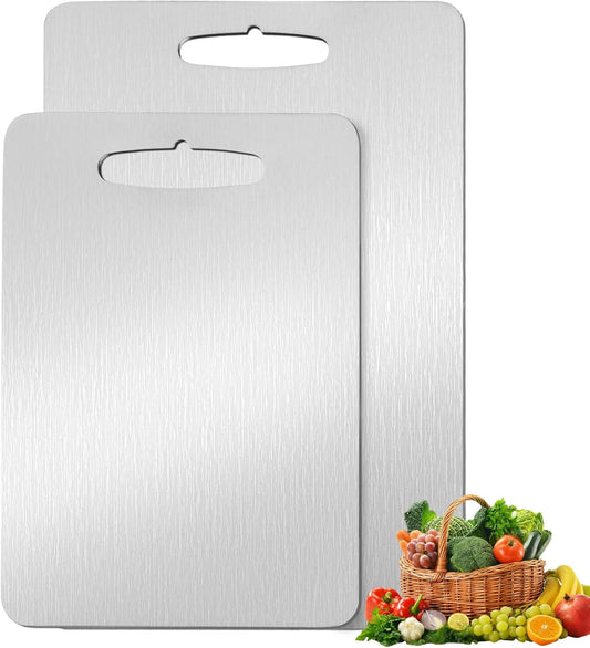 2 Pack Titanium Cutting Board, 2025 New Upgrade 100% Pure Titanium Cutting Boards for Kitchen, Hygiene & Durability Non Stick Chopping Board, Double sided Cutting Mat, Easy to Clean （M & L）