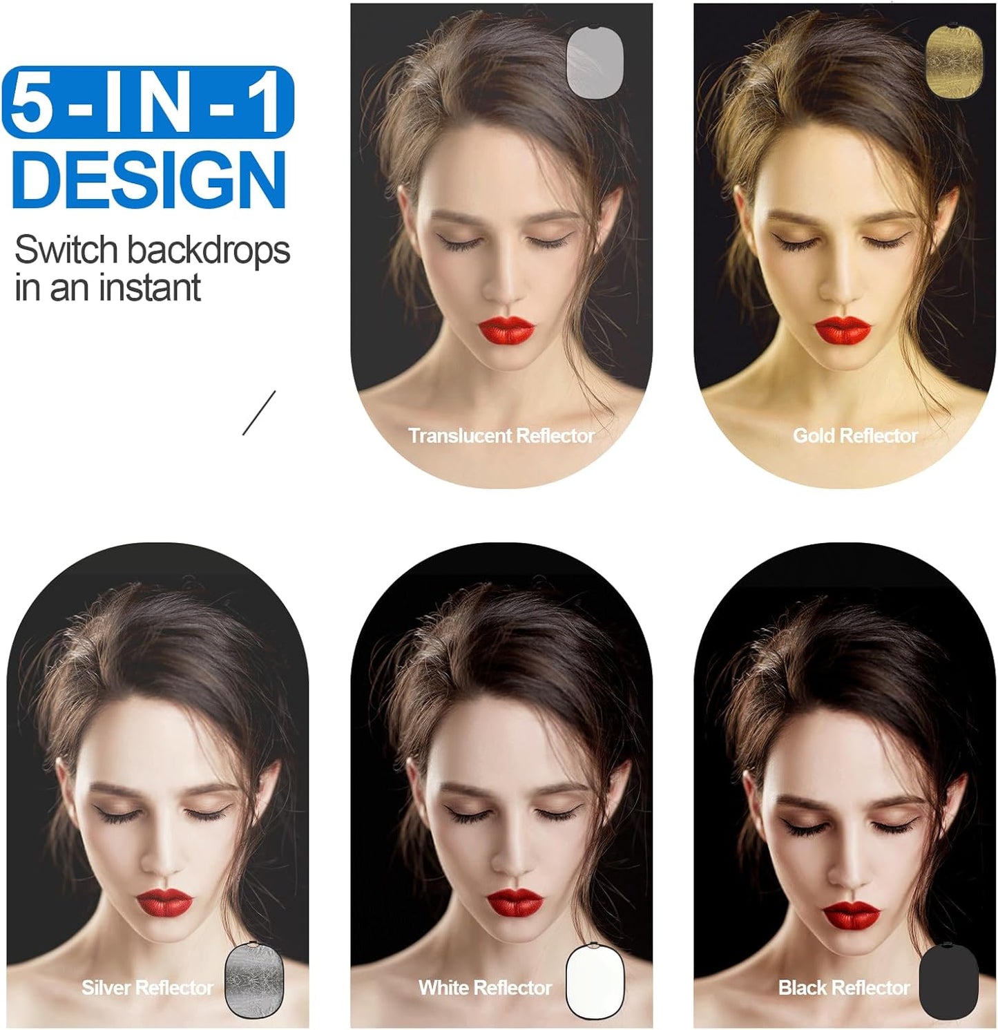 WELLMAKING 24'' x 36'' (60 x 90cm) Photography Reflector 5-in-1 Collapsible Light Reflector with Bag & tilt Adapter, Portable Light Reflector Photography Panel for Studio Video & Outdoor Lighting