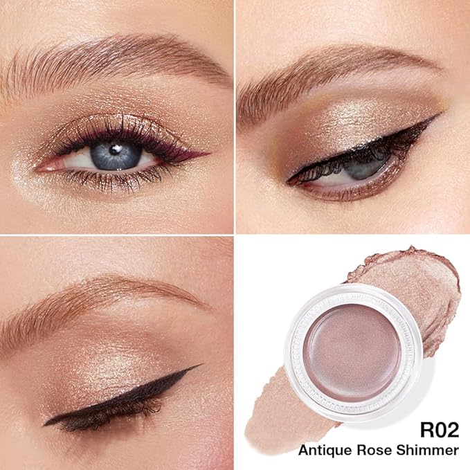 Cream Glitter Antique Rose Shimmer Metallic Eyeshadow Palette Makeup, Natural Single Mini Instant Holographic Eyeshadow For Older Women, Sombras Crema Para Ojos,Talc,Paraben&Cruelty Free,R02