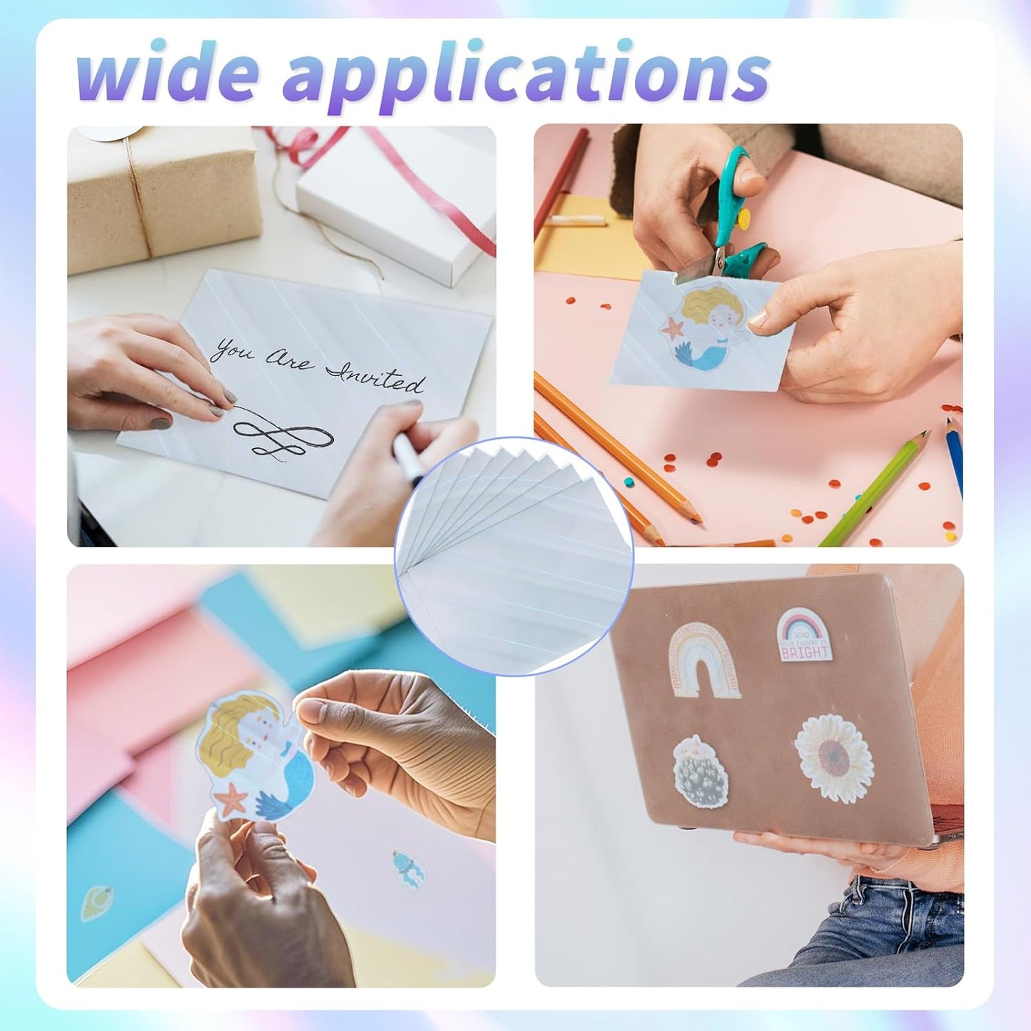 20 Sheets Printable Holographic Sticker Paper,11 x 8.5 Inches Printable Waterproof Paper Rainbow Vinyl Sticker Paper for Inkjet or Laser Printer（Laser oblique light column）