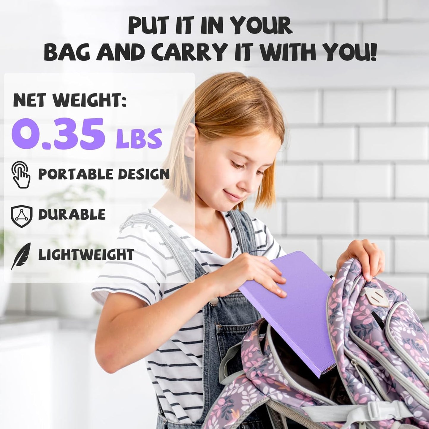 AGM Portable White Board Dry Erase, Double Sided Folding Whiteboards with Pen, Small Dry Erase Board for Study, Meeting, Doodling, Planning, Purple