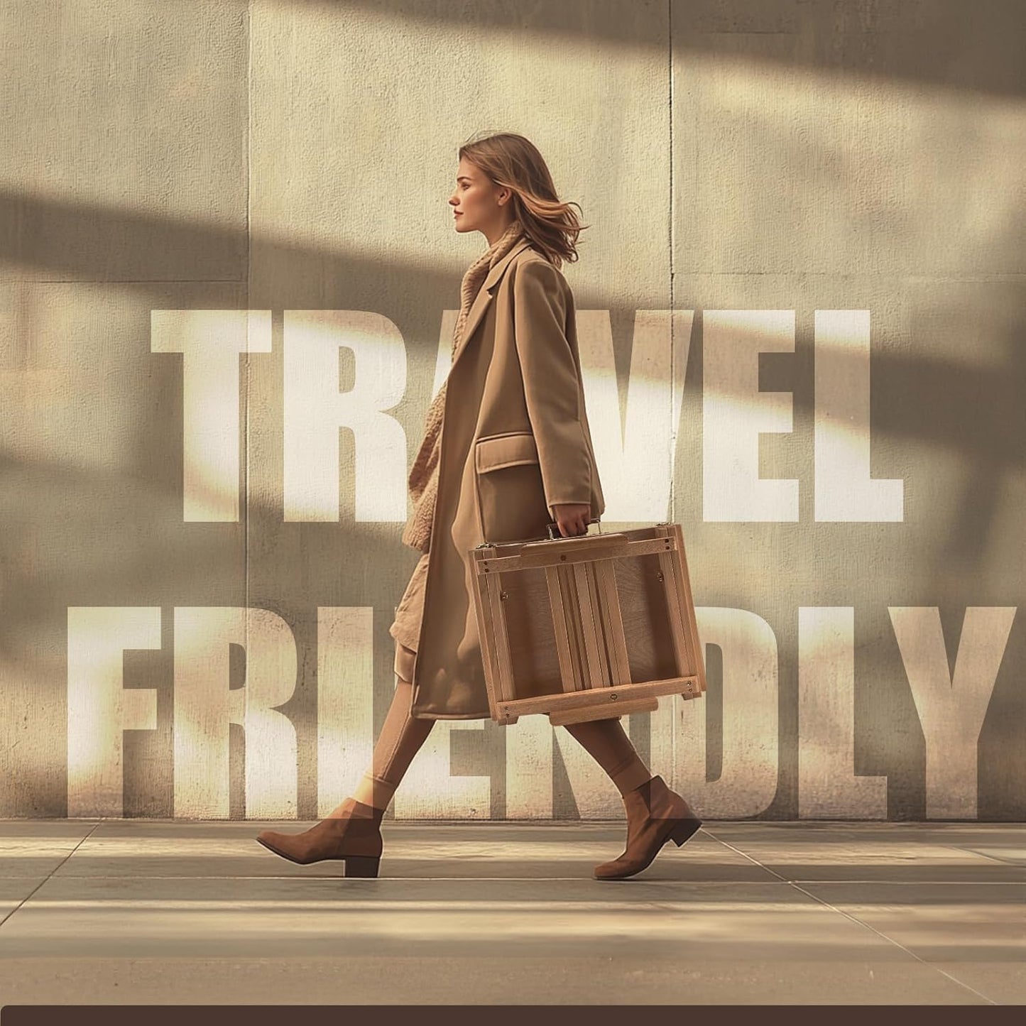 Large Sketchbox Table Top Easel with Dual Dawers- Adjustable Solid Beech Wood Artist Desktop Easel with Storage Holds Canvas up to 34'' High, for Markers, Sketch or Draw