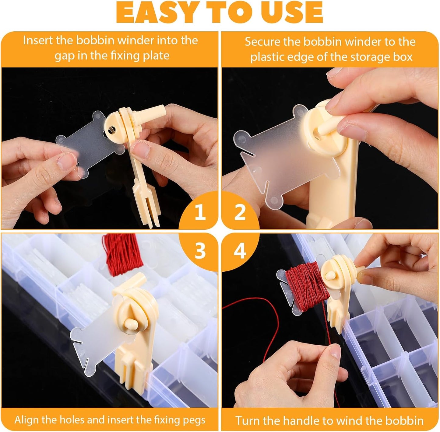 Prasacco Embroidery Floss Organizer 150 Bobbins 36 Compartment Storage Box with Bobbin Winder and Coding Stickers for Craft DIY Embroidery Cross Stitch Supplies