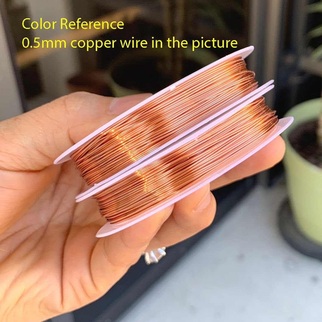 Adabele 164 Feet Premium Tarnish Resistant Round Bare Raw Jewelry Copper Wire Beading Wire Spool Bulk (0.7mm/21 Gauge) for DIY Craft Jewelry Making BF287-7