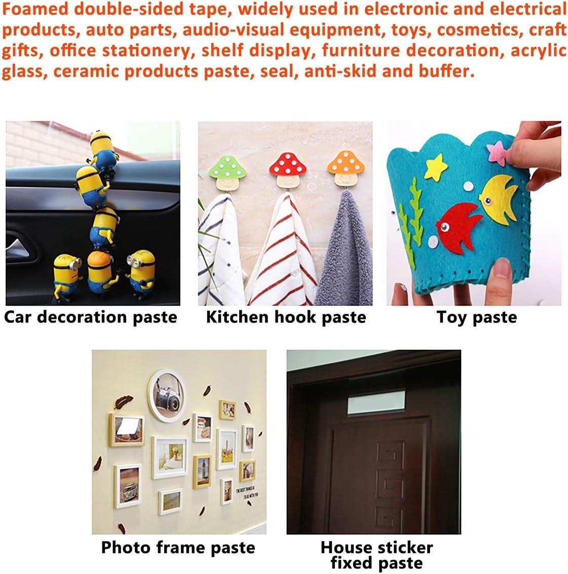 ToLanbbt Double Sided Foam Tape 1.18In x 33FT, Mounting Tape Heavy Duty, Strong Adhesive Weatherproof Seal Strips for DIY Craft Picture Poster, Car & Gap Filling Mountings, Home Office Decor (White)