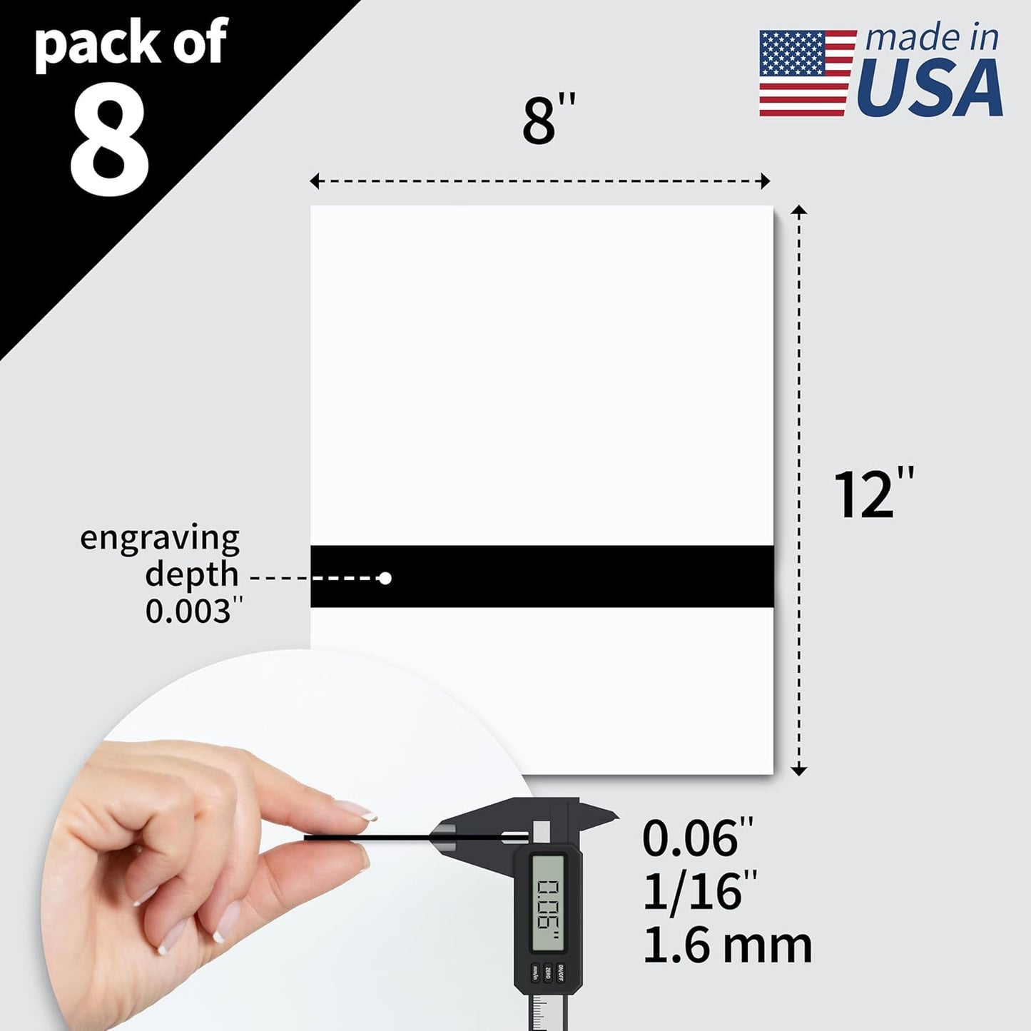 Trotec TroLase | 12"x20"x1/16", 4 Pcs | White/Black | 2 Ply | Modified Acrylic | Laser Engraving Double Color Plastic Sheet | Engraving Blanks for Laser, Saw, Guillotine | Made in USA