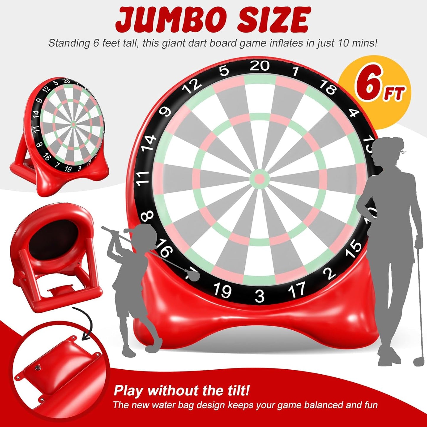 Inflatable Soccer Dart Board, Giant Kick Darts, Indoor Outdoor Lawn Yard Games for Kids Adults Family, Big Jumbo Carnival Games for Party | 6ft Golf Game Dart Boards with Pump Accessories