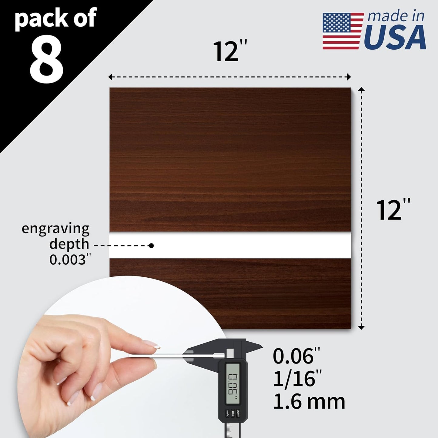 Trotec TroLase | 12"x12"x1/16", 8 Pcs | Cherry/White | 2 Ply | Modified Acrylic | Laser Engraving Double Color Plastic Sheet | Engraving Blanks for Laser, Saw, Guillotine | Made in USA