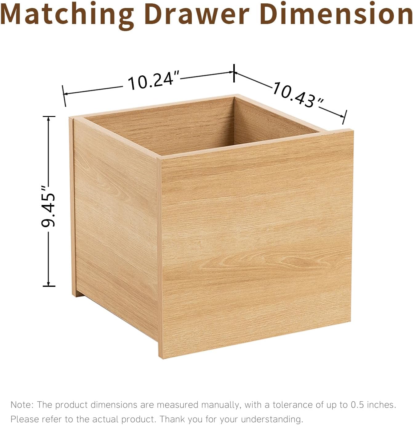 Wood Storage Organizer Drawer, 2 PCS 11x 11x 10Inch Wooden Bins Box for Home Books Clothes Toy Modular Open Cubby Storage System - Office Bookcase Closet Shelves,Natural Oak