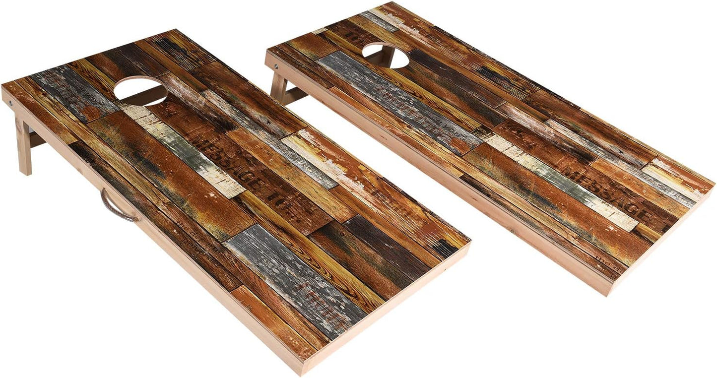 Solid Wood Vintage Cornhole Game Set, Two 4'x2'Cornhole Boards, 8 Cornhole Bags for Indoor and Outdoor Toss Games Competitions, Tournaments