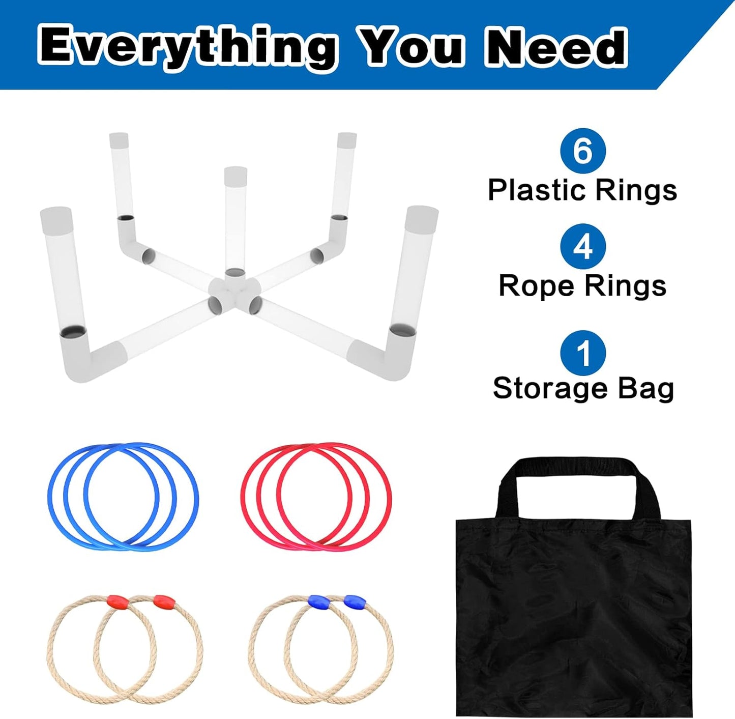 MOLACHI Ring Toss Games for Adults and Kids,Yard Games,Outdoor Indoor Games with LDE Light,Easy to Set Up w/Compact Carry - Backyard Toys,Christmas Party Toss Game for The Whole Family