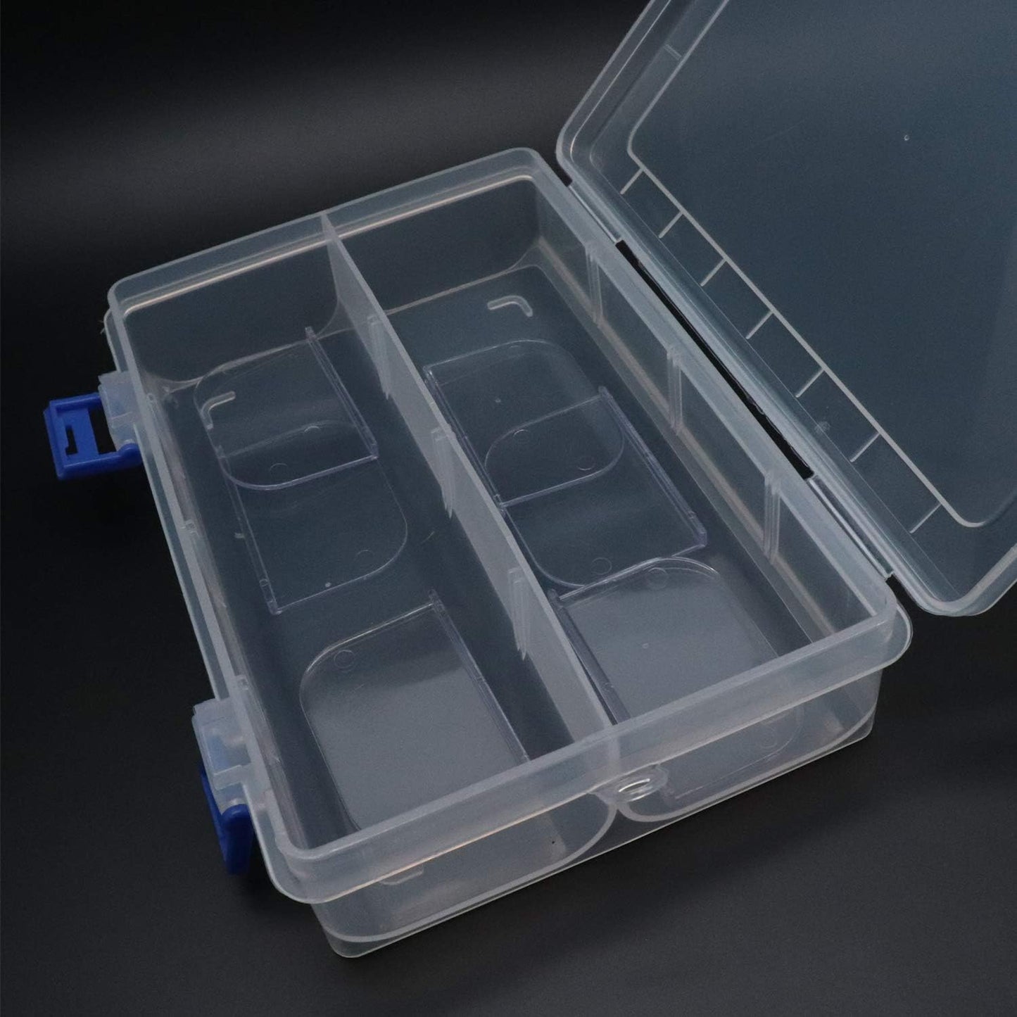 Xiaoyztan Clear Plastic Organizer, 8 Grids with Adjustable Dividers, Jewelry Box Bead Storage Container for Small Parts, Fishing Tackle, DIY Crafts, and Earrings