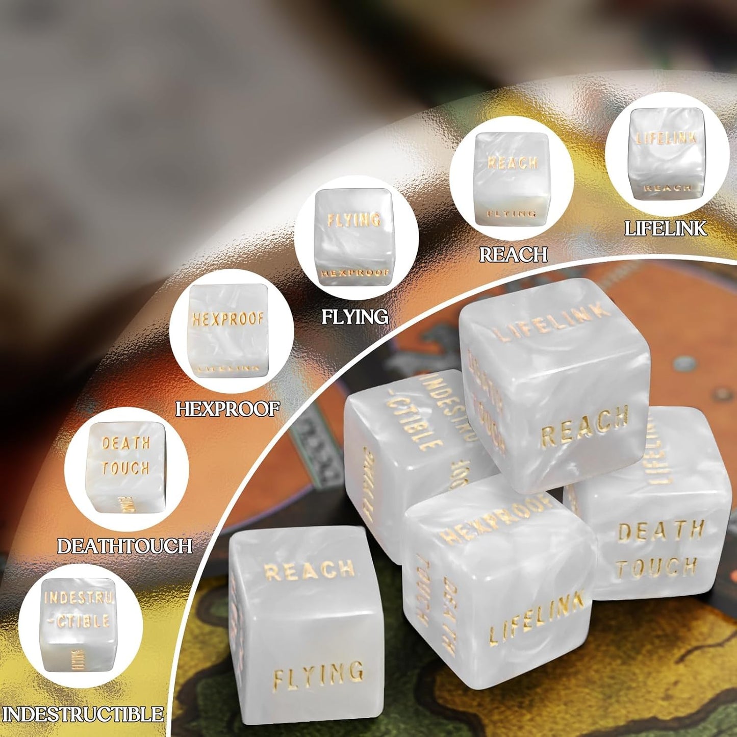 63 PCS MTG Dice Counters Set with Bulk Abilities Keywords Counters, MTG Life Counters for Games, MTG Accessories